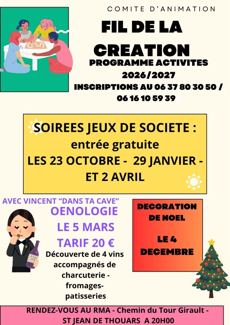 ATELIERS DU FIL DE LA CREATION - Soirée Jeux de Société