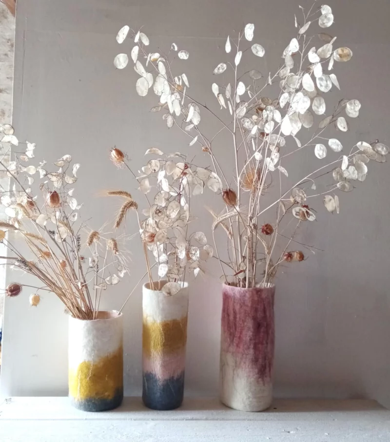 Atelier de laine feutrée : le vase