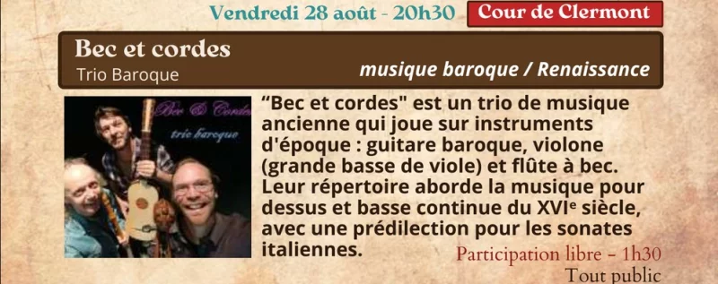Festival Re-naissance à Figeac : concert, "bec et cordes", Trio Baroque