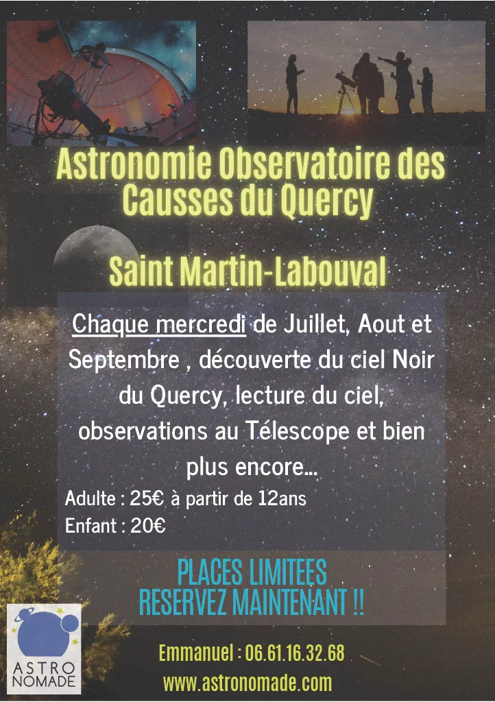 Soirée astronomie à l'observatoire des causses du Quercy