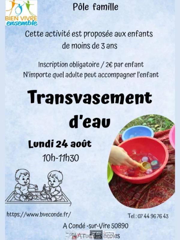 Transvasement d'eau et glaçons