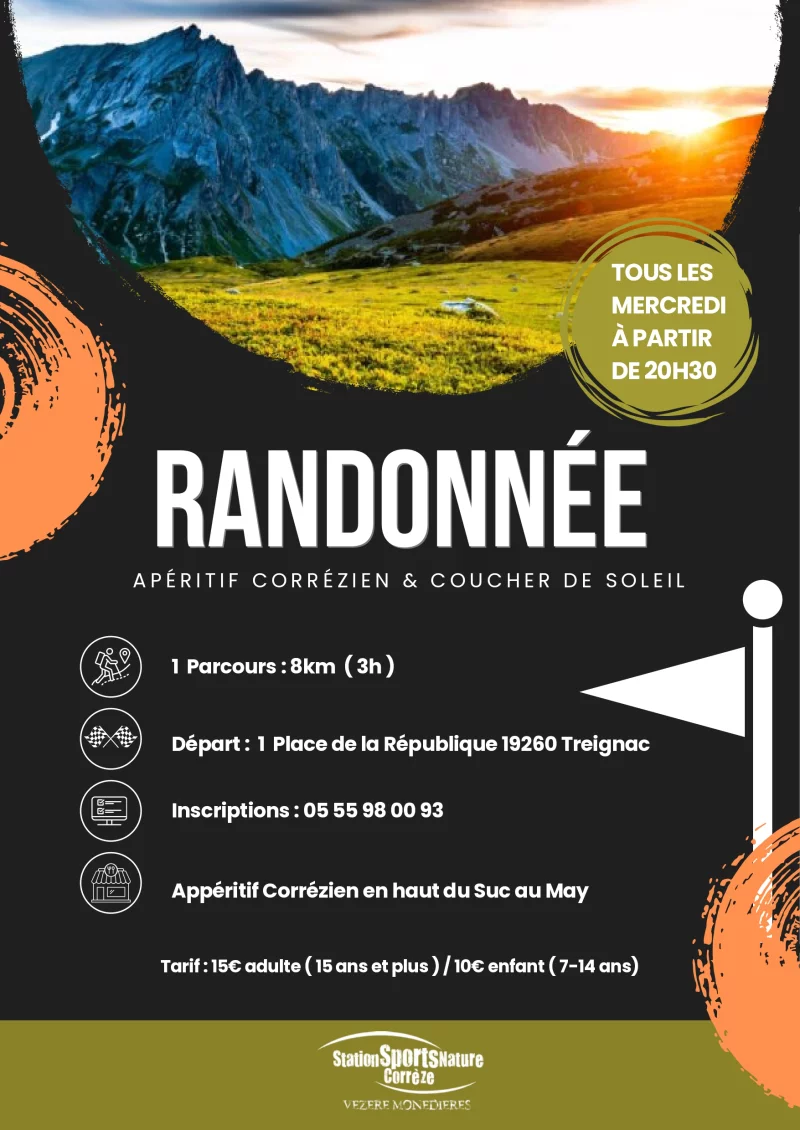 Randonnée : apéritif corrézien et coucher de soleil