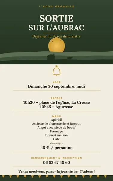 Sortie sur l'Aubrac au départ de la Cresse et départ d'Aguessac - Déjeuner au buron de la Sistre
