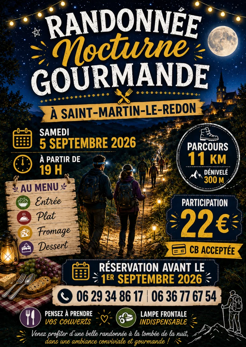 Randonnée nocturne gourmande à Saint-Martin-le-Redon