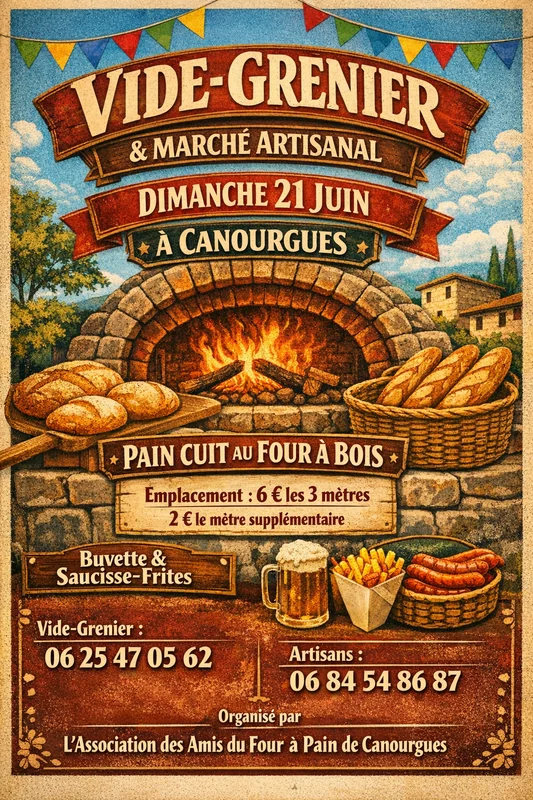 Vide-greniers - Marché artisanal - Association des amis du four à pain de Canourgues