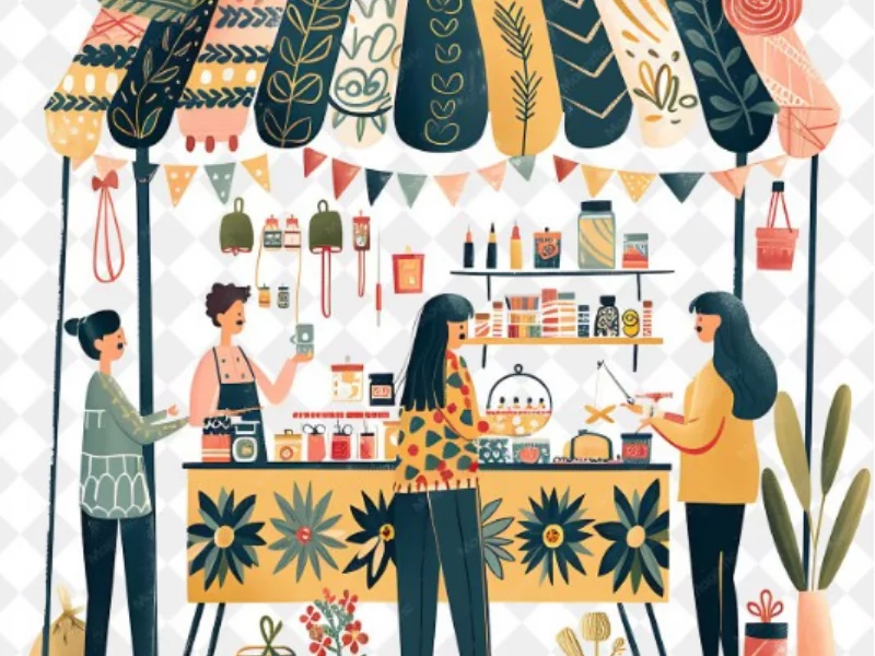 Marché artisanal et feu d'artifice