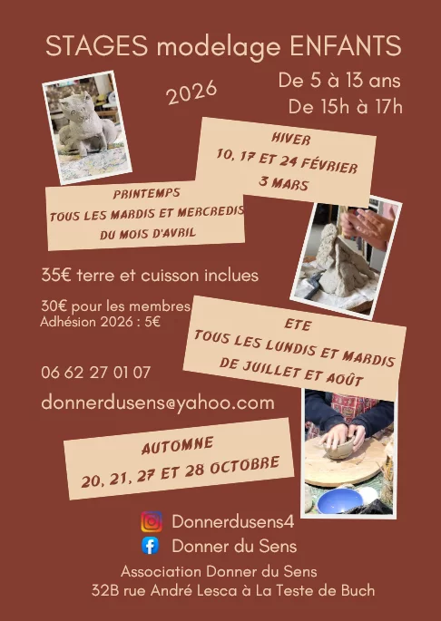 Stages de modelage terre cuite enfants