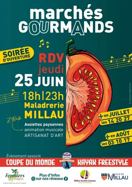 Marchés gourmands / nocturnes des fermiers de l'Aveyron de Millau - été 2026