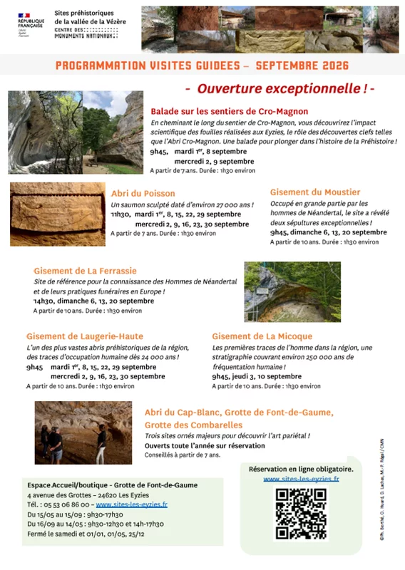 Le mois de septembre sur les Sites préhistoriques de la vallée de la Vézère