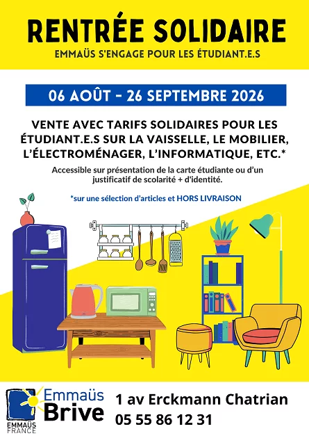 EMMAÜS Brive : Vente solidaire etudiants
