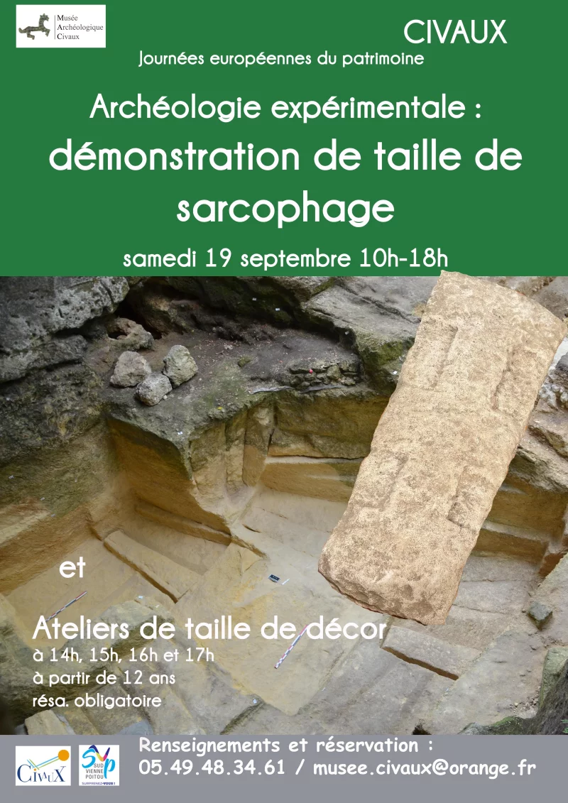 Journées Européennes du Patrimoine - Démonstration de taille de sarcophage mérovingien