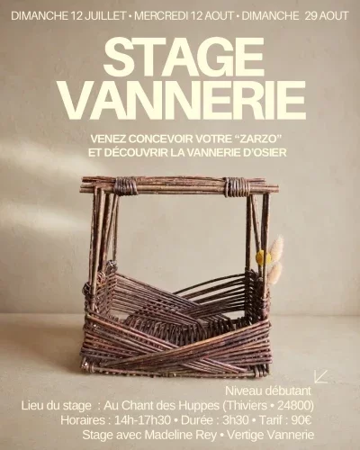 Stage découverte de la vannerie d'osier, réalise ton Zarzo avec Madeline Rey