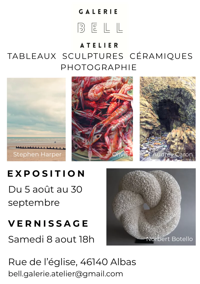 Exposition tableaux, sculptures, céramique, photographie