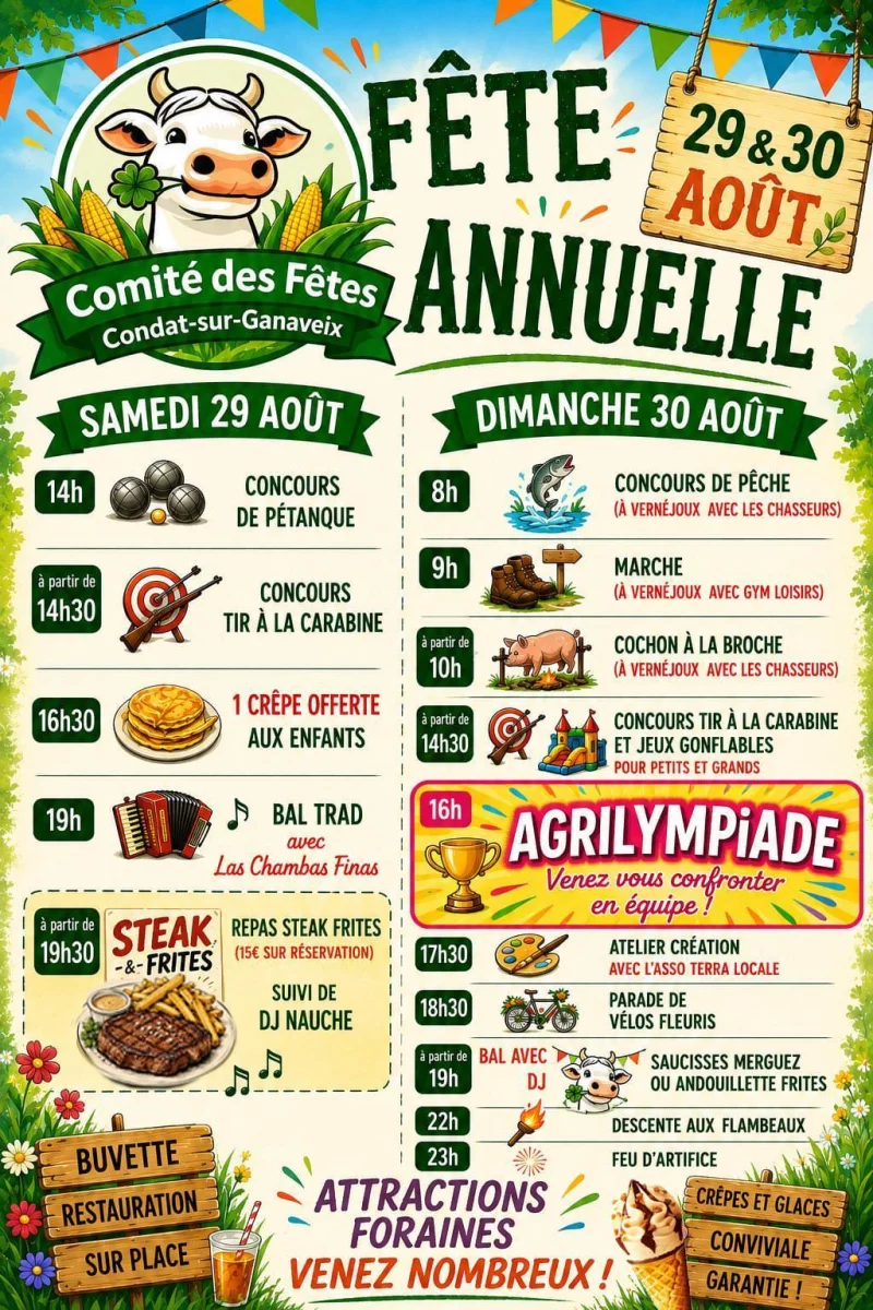 Fête annuelle à Condat sur Ganaveix