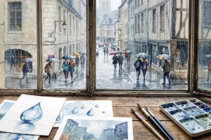 Aquarelle sur le thème de la pluie [Atelier créatif]
