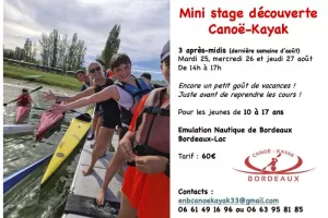 Mini-Stage Découverte Canoë-Kayak à Bordeaux-Lac