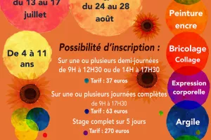 Stages artistiques des vacances d'été 2026 à l'Atelier O Pigmentée