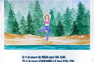 YOGA AU BORD DU LAC ET AQUARELLE