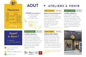 Atelier du mois d'août - collectif SNOOZ ( ateliers créatifs et pour le recyclage)