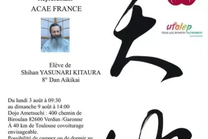 Stage d'aïkido et méditation dirigé par Raphaël Arilla (6ième dan Aikikaï) du 3 au 9 août 2026